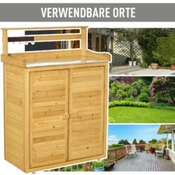 Outsunny Gärtnertisch Mit Stauraum Und Arbeitsfläche Braun 87 X 45 X 120 (LxBxH) | Pflanztisch Mit Stauraum Blumentisch Geräteschrank -OUTSUNNY Verkäufe 8600336600 845 358 prod 006