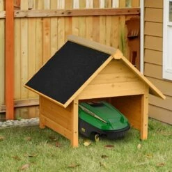 Outsunny Holzgarage Für Mähroboter Gelb 75 X 76 X 70 Cm (BxTxH) | Mähroboter Carport Überdachung Garage -OUTSUNNY Verkäufe 8600336600 845 361 prod 005