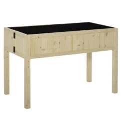 Outsunny Hochbeet Klappbar Natur 115 X 56 X 76 Cm (LxBxH) | Gewächshaus Gartenbeet Hochbeet Frühbeet