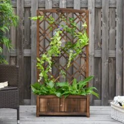 Outsunny Planzkasten Mit Rankgitter 60 X 30 X 122,5 Cm (BxTxH) | Holzgitter Kletterpflanze Blumenkasten Rosengitter -OUTSUNNY Verkäufe 8600336600 845 388 prod 004