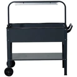 Outsunny Hochbeet Mit LED-Licht Und Rädern Dunkelgrau 90 X 51 X 100 Cm (BxTxH) | Kräuterbeet Pflanzkasten Blumenkasten Pflanzenkübel