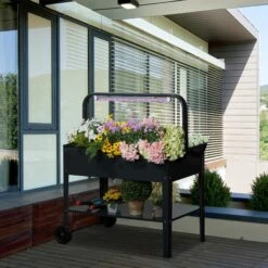 Outsunny Hochbeet Mit LED-Licht Und Rädern Dunkelgrau 90 X 51 X 100 Cm (BxTxH) | Kräuterbeet Pflanzkasten Blumenkasten Pflanzenkübel -OUTSUNNY Verkäufe 8600336600 845 395 prod 003