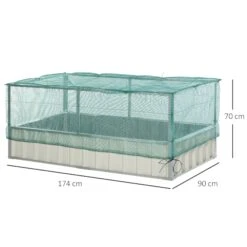 Outsunny Gartenbeet Mit Netzabdeckung Weiß, Grün 174 X 90 X 70 Cm (LxBxH) | Kräuterbeet Pflanzkasten Blumenkasten Gartenkräuter -OUTSUNNY Verkäufe 8600336600 845 447 prod 005