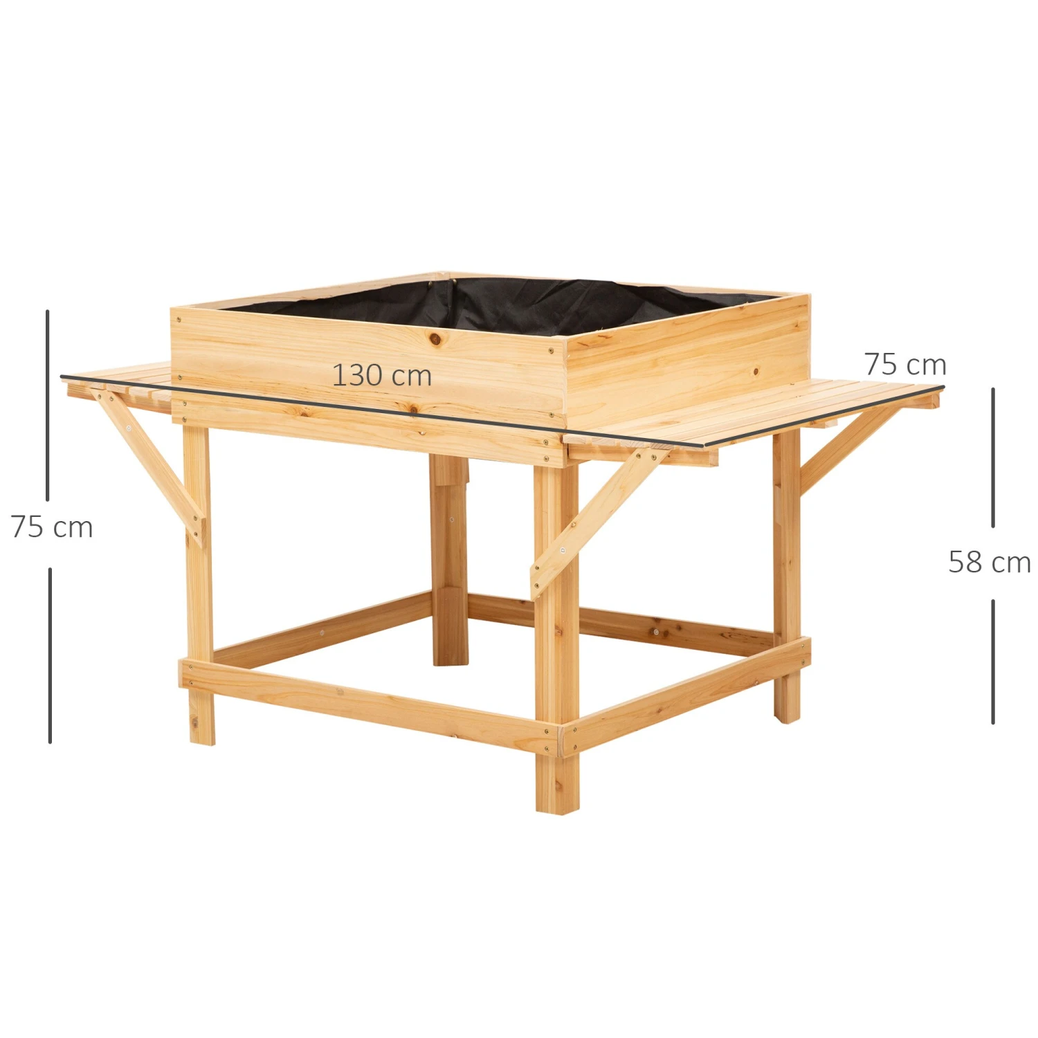 Outsunny Pflanzkasten Mit Ablage Natur 130 X 75 X 75 Cm (BxTxH) | Gartenbeet Hochbeet Pflanzkübel Blumenkasten 2 Outsunny Pflanzkasten Mit Ablage Natur 130 X 75 X 75 Cm (BxTxH) | Gartenbeet Hochbeet Pflanzkübel Blumenkasten – Bild 2