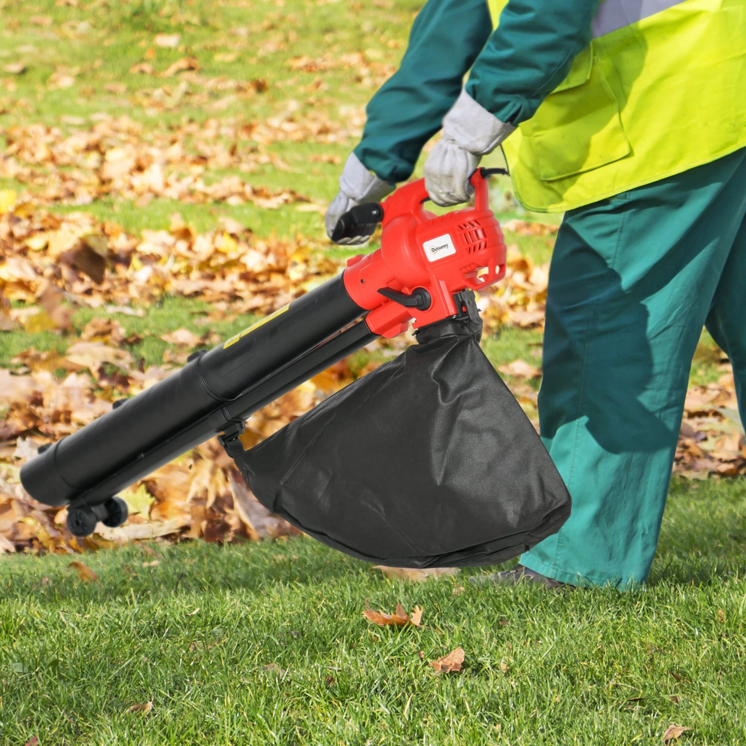 Outsunny Laubgebläse 3000 W Starkes Laubgebläse, 3-in-1 Funktion, 45-Liter-Fangsack Rot 118 X 17 X 29 Cm (LxBxH) | Vakuumgebläse Laubbläser Blätter Abfall 3 Outsunny Laubgebläse 3000 W Starkes Laubgebläse, 3-in-1 Funktion, 45-Liter-Fangsack Rot 118 X 17 X 29 Cm (LxBxH) | Vakuumgebläse Laubbläser Blätter Abfall – Bild 3