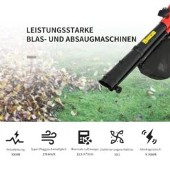 Outsunny Laubgebläse 3000 W Starkes Laubgebläse, 3-in-1 Funktion, 45-Liter-Fangsack Rot 118 X 17 X 29 Cm (LxBxH) | Vakuumgebläse Laubbläser Blätter Abfall 10 Outsunny Laubgebläse 3000 W Starkes Laubgebläse, 3-in-1 Funktion, 45-Liter-Fangsack Rot 118 X 17 X 29 Cm (LxBxH) | Vakuumgebläse Laubbläser Blätter Abfall -OUTSUNNY Verkäufe 8600336600 845 488V90 prod 005
