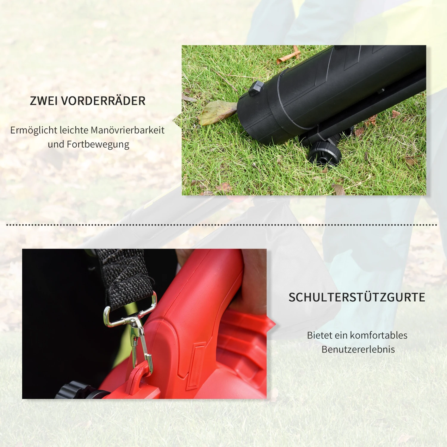 Outsunny Laubgebläse 3000 W Starkes Laubgebläse, 3-in-1 Funktion, 45-Liter-Fangsack Rot 118 X 17 X 29 Cm (LxBxH) | Vakuumgebläse Laubbläser Blätter Abfall 6 Outsunny Laubgebläse 3000 W Starkes Laubgebläse, 3-in-1 Funktion, 45-Liter-Fangsack Rot 118 X 17 X 29 Cm (LxBxH) | Vakuumgebläse Laubbläser Blätter Abfall – Bild 6