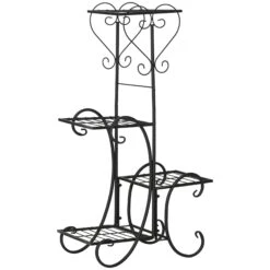 Outsunny Blumenregal Mit 4 Ebenen Und Ornamenten Schwarz 45L X 24,5B X 80H Cm | Pflanzenständer Pflanzenregale 8 Outsunny Blumenregal Mit 4 Ebenen Und Ornamenten Schwarz 45L X 24,5B X 80H Cm | Pflanzenständer Pflanzenregale -OUTSUNNY Verkäufe 8600336600 845 579 prod 003