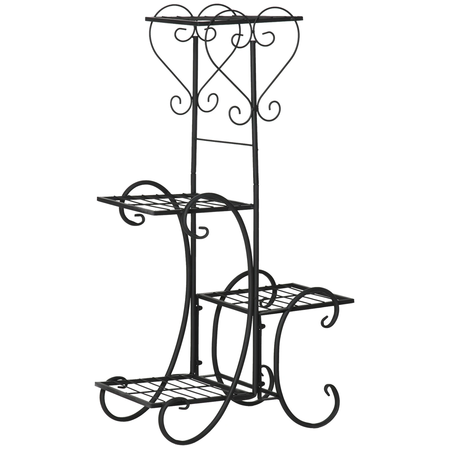 Outsunny Blumenregal Mit 4 Ebenen Und Ornamenten Schwarz 45L X 24,5B X 80H Cm | Pflanzenständer Pflanzenregale 3 Outsunny Blumenregal Mit 4 Ebenen Und Ornamenten Schwarz 45L X 24,5B X 80H Cm | Pflanzenständer Pflanzenregale – Bild 3