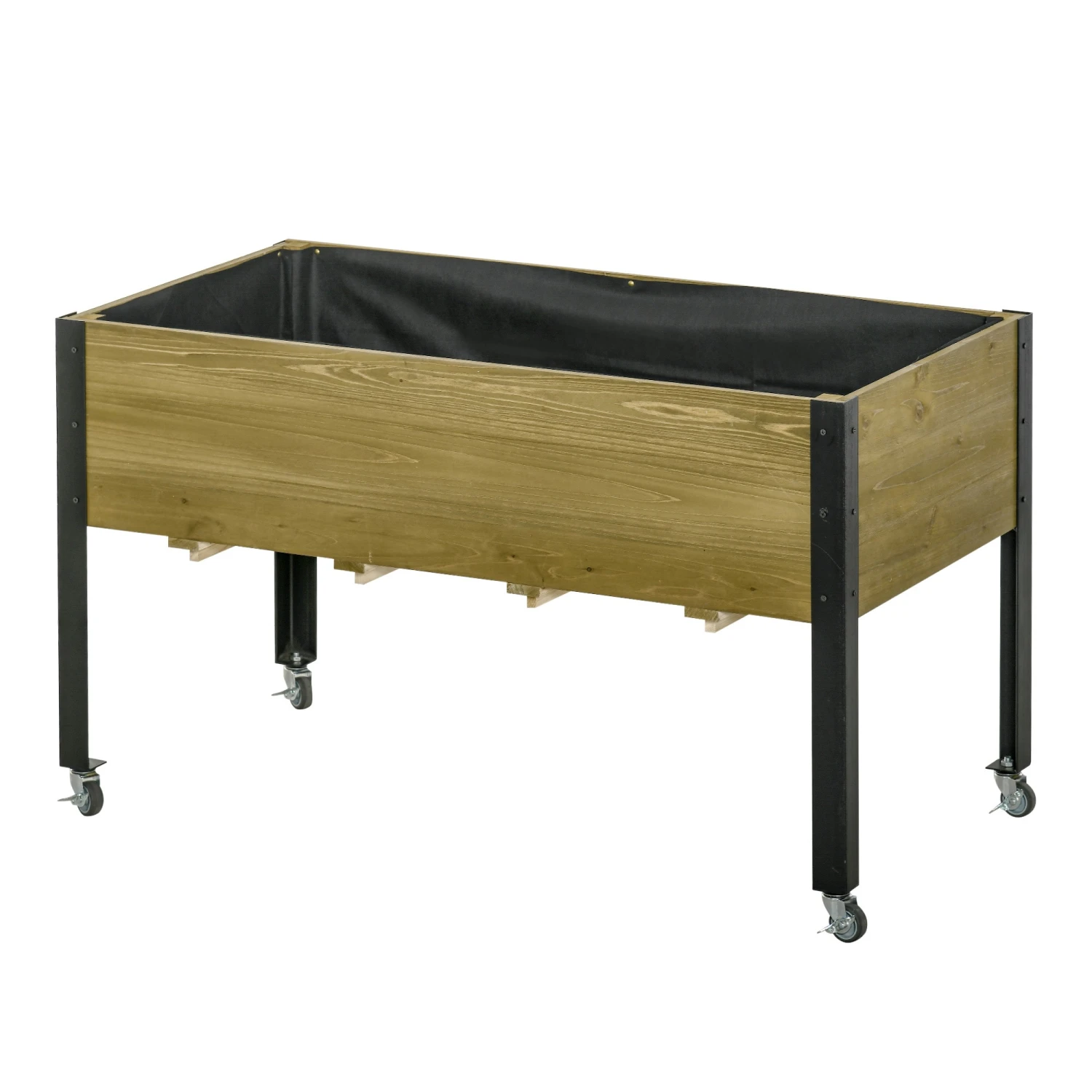 Outsunny Hochbeet Mit Rädern Braun 120L X 60,5B X 66H Cm | Pflanztisch Hochbeet Pflanzkasten Mit Rollen Blumenkasten 3 Outsunny Hochbeet Mit Rädern Braun 120L X 60,5B X 66H Cm | Pflanztisch Hochbeet Pflanzkasten Mit Rollen Blumenkasten – Bild 3