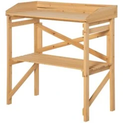 Outsunny Pflanztisch Mit Schutzkante Braun 80 X 40 X 84 Cm | Ablagefläche Gärtnertisch Garten Holz Hellbraun -OUTSUNNY Verkäufe 8600336600 845 669 prod 003