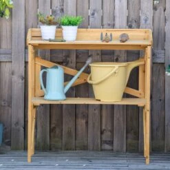 Outsunny Pflanztisch Mit Schutzkante Braun 80 X 40 X 84 Cm | Ablagefläche Gärtnertisch Garten Holz Hellbraun -OUTSUNNY Verkäufe 8600336600 845 669 prod 005