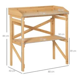 Outsunny Pflanztisch Mit Schutzkante Braun 80 X 40 X 84 Cm | Ablagefläche Gärtnertisch Garten Holz Hellbraun -OUTSUNNY Verkäufe 8600336600 845 669 prod 006