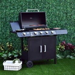 Outsunny Gasgrill Mit Räder Schwarz 125L X 51B X 100H Cm | Tischgrill Barbecue Grill Bbq Grill -OUTSUNNY Verkäufe 8600336600 846 016V90 prod 004