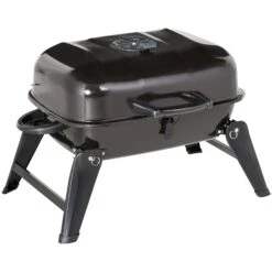 Outsunny Klappgrill Tragbar Schwarz 59 X 43 X 36 Cm (LxBxH) | Kohlegrill BBQ Standgrill Holzkohlegrill Gartengrill