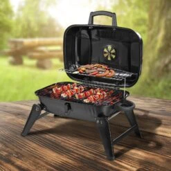Outsunny Klappgrill Tragbar Schwarz 59 X 43 X 36 Cm (LxBxH) | Kohlegrill BBQ Standgrill Holzkohlegrill Gartengrill -OUTSUNNY Verkäufe 8600336600 846 023 prod 004