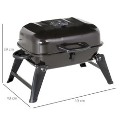Outsunny Klappgrill Tragbar Schwarz 59 X 43 X 36 Cm (LxBxH) | Kohlegrill BBQ Standgrill Holzkohlegrill Gartengrill -OUTSUNNY Verkäufe 8600336600 846 023 prod 005