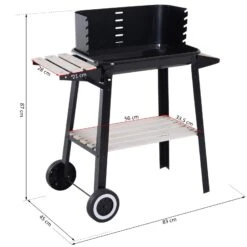 Outsunny Grillwagen Mit Windschutz Schwarz 87 X 45 X 83 Cm (LxBxH) | Kohlegrill BBQ Standgrill Holzkohlegrill Gartengrill -OUTSUNNY Verkäufe 8600336600 846 032 prod 005