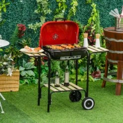 Outsunny Grillwagen Mit 3 Ablagen Schwarz, Rot 98 X 49 X 81 Cm (LxBxH) | Kohlegrill BBQ Grillwagen Holzkohlegrill Gartengrill 10 Outsunny Grillwagen Mit 3 Ablagen Schwarz, Rot 98 X 49 X 81 Cm (LxBxH) | Kohlegrill BBQ Grillwagen Holzkohlegrill Gartengrill -OUTSUNNY Verkäufe 8600336600 846 043 prod 005