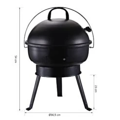 Outsunny Kugelgrill Tragbar Und Mit Dreibeinfuß Ø36,5 X H54 Cm | Holzkohlegrill Grillrost Holzkohle Grillstation Grill Tragbar -OUTSUNNY Verkäufe 8600336600 846 062BK prod 005