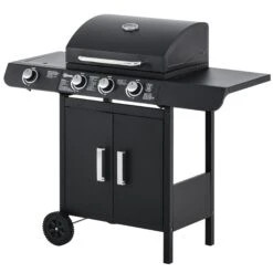 Outsunny Gasgrill Mit Räder Schwarz 110L X 50B X 100H Cm | Tischgrill Barbecue Grill Bbq Grill -OUTSUNNY Verkäufe 8600336600 846 064V90 prod 003
