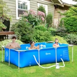 Outsunny Swimmingpool Mit Filterpumpe Und Filterpatrone, Rost- Und Korrosionsbeständig 252 X 152 X 65 Cm (BxTxH) | Rahmenpool Schwimmbad Stahlrahmenbecken -OUTSUNNY Verkäufe 8600336600 848 016 prod 003