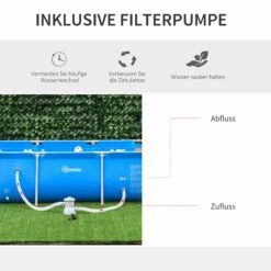 Outsunny Swimmingpool Mit Filterpumpe Und Filterpatrone, Rost- Und Korrosionsbeständig 252 X 152 X 65 Cm (BxTxH) | Rahmenpool Schwimmbad Stahlrahmenbecken -OUTSUNNY Verkäufe 8600336600 848 016 prod 005
