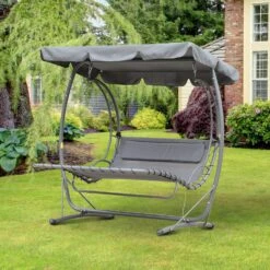 Outsunny Schwebeliege Mit Sonnendach Grau 200 X 166 X 180 Cm (LxBxH) | Metall Polyester, Hollywoodschaukel, Schaukel, Gartenschaukel Für 2 Personen -OUTSUNNY Verkäufe 8600336600 84A 024GY prod 003