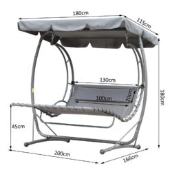 Outsunny Schwebeliege Mit Sonnendach Grau 200 X 166 X 180 Cm (LxBxH) | Metall Polyester, Hollywoodschaukel, Schaukel, Gartenschaukel Für 2 Personen -OUTSUNNY Verkäufe 8600336600 84A 024GY prod 005
