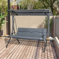 Outsunny 3-Sitzer Hollywoodschaukel Mit Verstellbarem Sonnendach Grau, Schwarz 278 X 125 X 177 Cm (BxTxH) | Metallschaukel Schaukelbank 3-Sitzer Gartenschaukel 9 Outsunny 3-Sitzer Hollywoodschaukel Mit Verstellbarem Sonnendach Grau, Schwarz 278 X 125 X 177 Cm (BxTxH) | Metallschaukel Schaukelbank 3-Sitzer Gartenschaukel -OUTSUNNY Verkäufe 8600336600 84A 162 prod 004