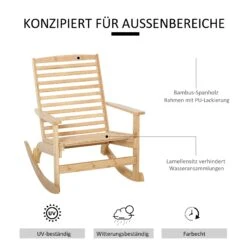 Outsunny Garten Schaukelstuhl Aus Bambus 70 X 100 X 95,5 Cm (BxLxH) | Holzstuhl Relaxstuhl Gartenstuhl Gartenmöbel 11 Outsunny Garten Schaukelstuhl Aus Bambus 70 X 100 X 95,5 Cm (BxLxH) | Holzstuhl Relaxstuhl Gartenstuhl Gartenmöbel -OUTSUNNY Verkäufe 8600336600 84A 171ND prod 006