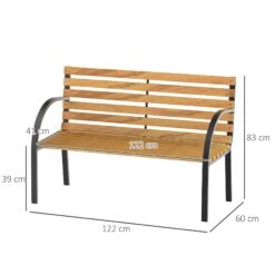 Outsunny Gartenbank Natur 122 X 60 X 80 Cm (LxBxH) | Sitzbank Parkbank 2-Sitzer Gartenmöbel Bank -OUTSUNNY Verkäufe 8600336600 84B 188 prod 004