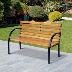 Outsunny Gartenbank Natur 122 X 60 X 80 Cm (LxBxH) | Sitzbank Parkbank 2-Sitzer Gartenmöbel Bank -OUTSUNNY Verkäufe 8600336600 84B 188 prod 005