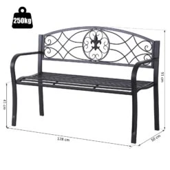 Outsunny Gartenbank Schwarz 128 X 50 X 91 Cm (LxBxH) | Parkbank Sitzbank Bank Gartenmöbel 2-Sitzer -OUTSUNNY Verkäufe 8600336600 84B 284 prod 005