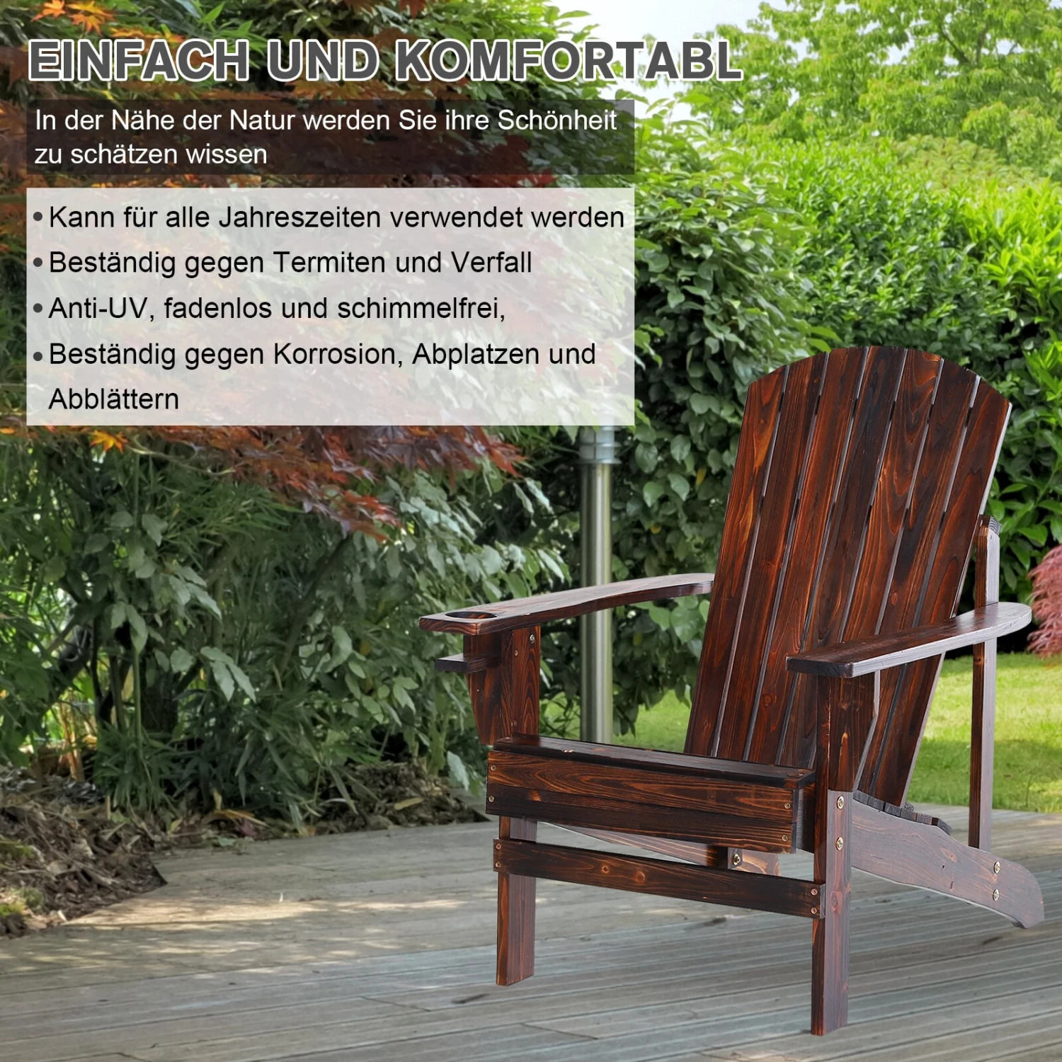 Outsunny Gartenstuhl Aus Massivholz 97 X 72,5 X 93 Cm (BxTxH) | GartensesselBalkonstuhl Holzstuhl Gartenmöbel 6 Outsunny Gartenstuhl Aus Massivholz 97 X 72,5 X 93 Cm (BxTxH) | GartensesselBalkonstuhl Holzstuhl Gartenmöbel – Bild 6