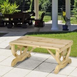 Outsunny Sitzbank Im Wagenrad-Design 105 X 50 X 53 Cm (BxTxH) | Gartenbank Holzbank Rustikale Bank Gartenmöbel -OUTSUNNY Verkäufe 8600336600 84B 410ND prod 005
