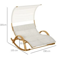 Outsunny Sonnenliege Für 2 Personen Grau, Weiß 190 X 135 X 185 Cm (BxTxH) | Doppelliege Gartenliege Liegestuhl Sonnendach -OUTSUNNY Verkäufe 8600336600 84B 543 prod 005