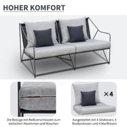 Outsunny Gartensitzgruppe Mit Couchtisch Grau, Schwarz | Gartenset Gartensofaset Sitzgruppe Gartenmöbel -OUTSUNNY Verkäufe 8600336600 84B 610 prod 006