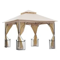 Outsunny Gartenpavillon Mit Doppeldach Beige, Schwarz 300 X 300 X 275 Cm (LxBxH) | Luxus Pavillon Partyzelt Festzelt Gartenzelt Zelt -OUTSUNNY Verkäufe 8600336600 84C 005 prod 003