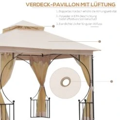 Outsunny Gartenpavillon Mit Doppeldach Beige, Schwarz 300 X 300 X 275 Cm (LxBxH) | Luxus Pavillon Partyzelt Festzelt Gartenzelt Zelt -OUTSUNNY Verkäufe 8600336600 84C 005 prod 006
