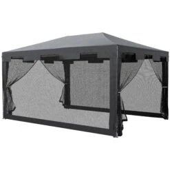Outsunny Pavillon Mit Seitenwänden 400 X 300 X 245 Cm (LxBxH) | Partyzelt Gartenzelt Festzelt Gartenpavillon