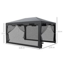 Outsunny Pavillon Mit Seitenwänden 400 X 300 X 245 Cm (LxBxH) | Partyzelt Gartenzelt Festzelt Gartenpavillon -OUTSUNNY Verkäufe 8600336600 84C 022GY prod 004