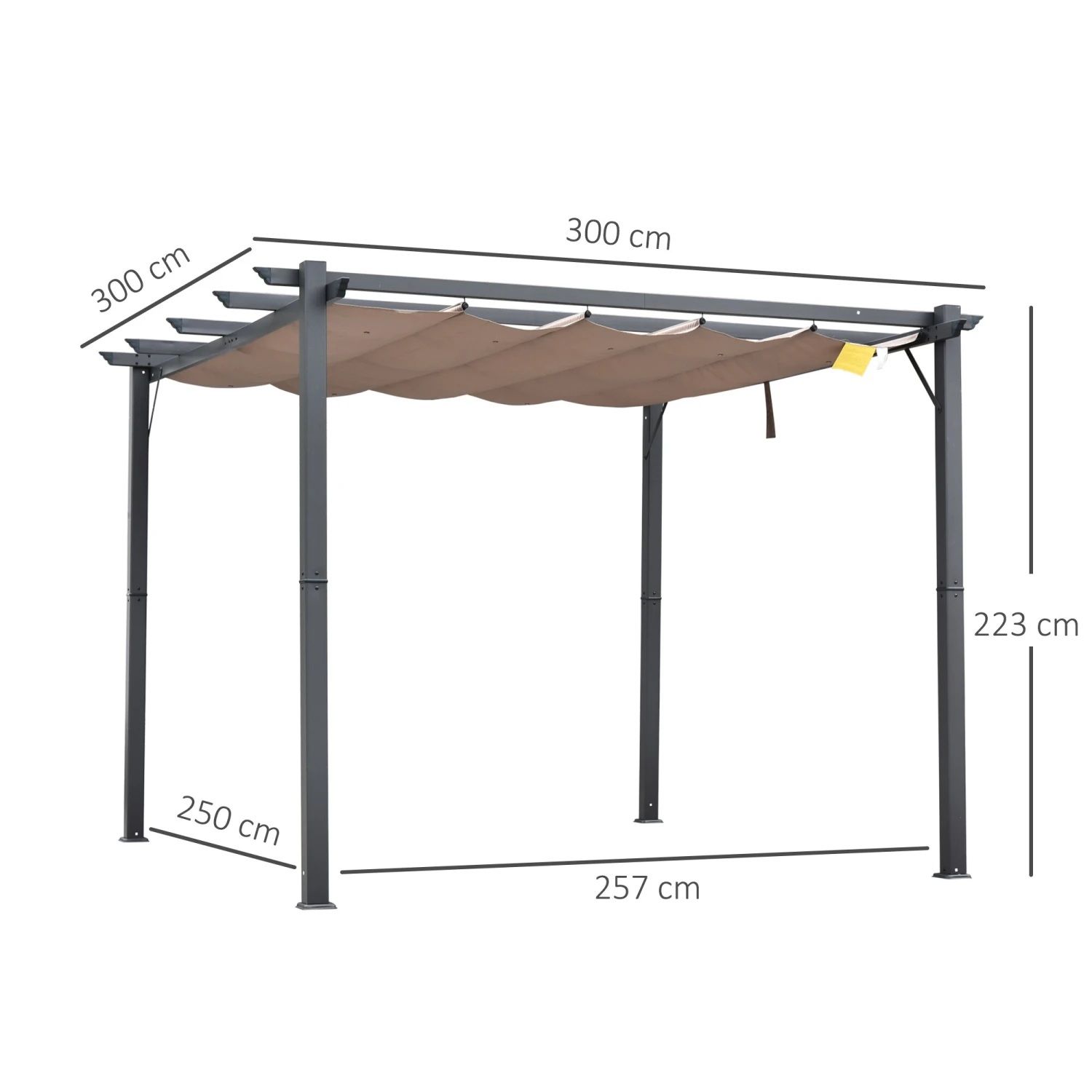 Outsunny Pergola Mit Schiebedach 300 X 300 X 223 Cm (LxBXH) | Pavillon Terrassenüberdachung Vordach Sonnenschutz 4 Outsunny Pergola Mit Schiebedach 300 X 300 X 223 Cm (LxBXH) | Pavillon Terrassenüberdachung Vordach Sonnenschutz – Bild 4