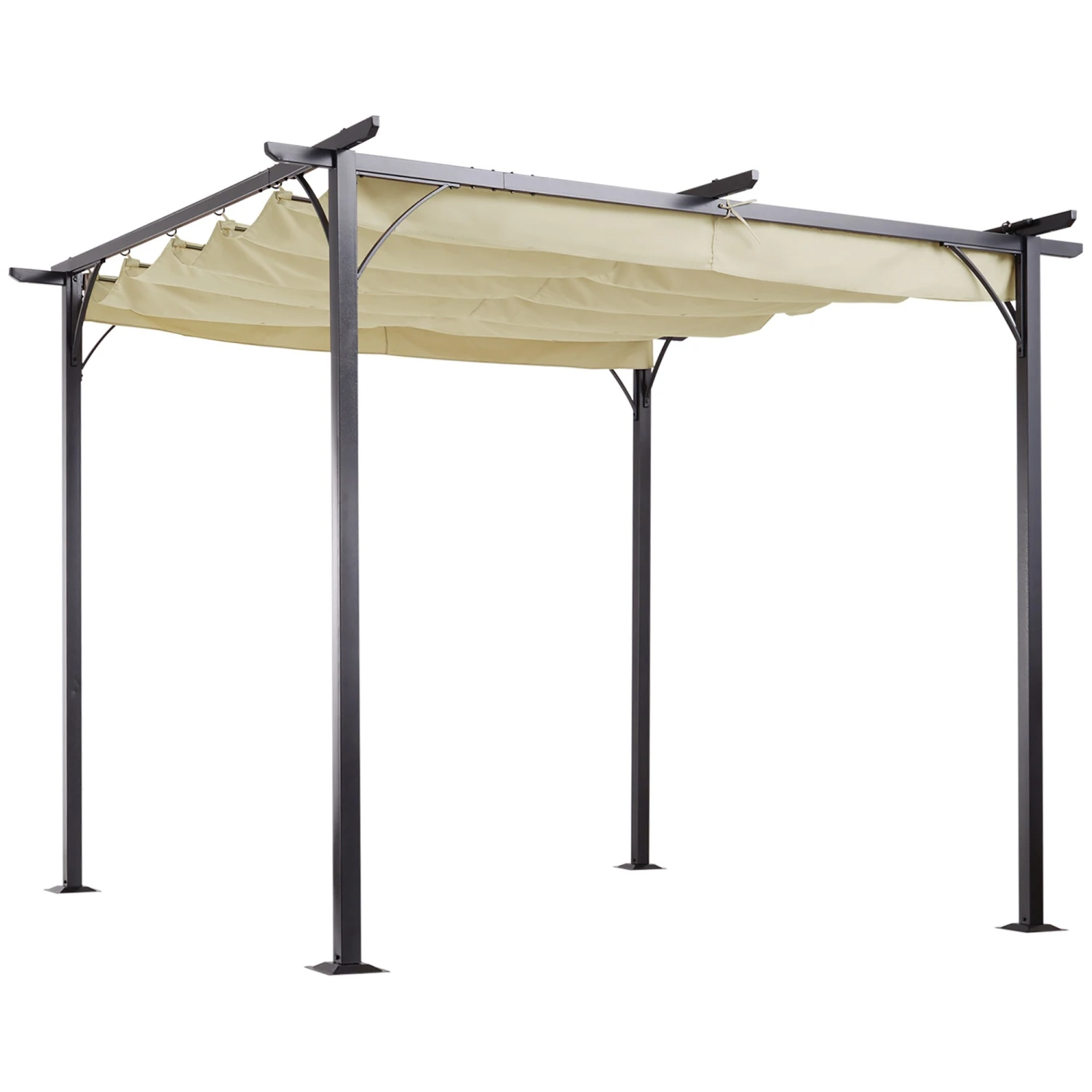 Outsunny Pergola Mit Schiebedach Per Seilzug 300 X 300 X 230 Cm (LxBxH) | Cabrio-Pavillon Gartenpavillon Terrassenüberdachung 2 Outsunny Pergola Mit Schiebedach Per Seilzug 300 X 300 X 230 Cm (LxBxH) | Cabrio-Pavillon Gartenpavillon Terrassenüberdachung – Bild 2