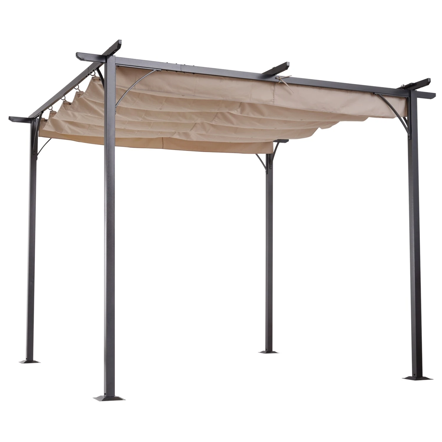 Outsunny Pergola Mit Schiebedach Per Seilzug 300 X 300 X 230 Cm (LxBxH) | Cabrio-Pavillon Gartenpavillon Terrassenüberdachung 3 Outsunny Pergola Mit Schiebedach Per Seilzug 300 X 300 X 230 Cm (LxBxH) | Cabrio-Pavillon Gartenpavillon Terrassenüberdachung – Bild 3
