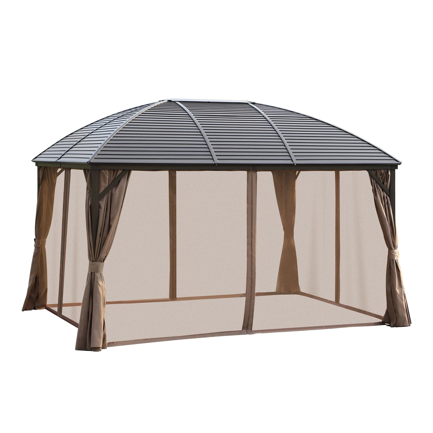 Outsunny Gartenpavillon Mit 2 Laternenhaken Bronze, Braun 398 X 298 X 280 Cm (LxBxH) | Partyzelt Festzelt Mit 4 Doppel-Seitenteilen 2 Outsunny Gartenpavillon Mit 2 Laternenhaken Bronze, Braun 398 X 298 X 280 Cm (LxBxH) | Partyzelt Festzelt Mit 4 Doppel-Seitenteilen – Bild 2