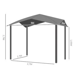Outsunny Gartenzelt Mit Geometrischem Laubendach Grau, Schwarz 300 X 300 X 260 Cm (LxBxH) | Pavillon Partyzelt Festzelt Gartenpavillon -OUTSUNNY Verkäufe 8600336600 84C 113 prod 004