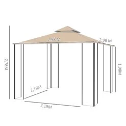 Outsunny Metallpavillon Mit Moskitonetz Beige 300 X 300 X 278 Cm (LxBxH) | Gartenpavillon Gartenzelt Festzelt Partyzelt -OUTSUNNY Verkäufe 8600336600 84C 128 prod 004