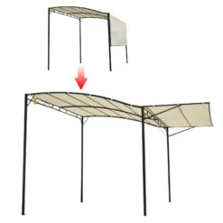 Outsunny Pavillon Mit Klappbarem Seitendach Cremeweiß, Schwarz 300 X 250 X (200-250) Cm (LxBxH) | Gartenzelt Partyzelt Festzelt Gartenpavillon -OUTSUNNY Verkäufe 8600336600 84C 135 prod 003