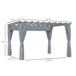 Outsunny Pergola Mit Abnehmbaren Vorhängen Dunkelgrau 360 X 300 X 243 Cm (L X B X H) | Garten Pavillon Sonnenschutz UV Schutz Partyzelt 9 Outsunny Pergola Mit Abnehmbaren Vorhängen Dunkelgrau 360 X 300 X 243 Cm (L X B X H) | Garten Pavillon Sonnenschutz UV Schutz Partyzelt -OUTSUNNY Verkäufe 8600336600 84C 199 prod 004